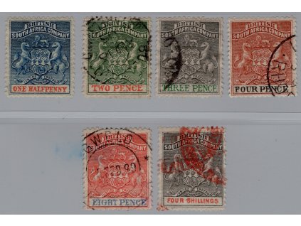 Rhodesie - Britská Jihoafrická společnost 1892, Mi. 16-20+22, O/x barevná čísla