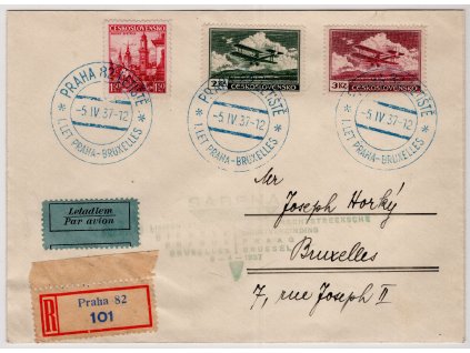 ČSR I Letecké 1937, ⌧︎ O I. Let Praha-Bruxelles (sleva)