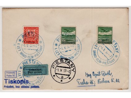 ČSR I Letecké 1937, ⌧︎ O I. Let Brno-Zlín-Piešťany