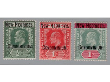 Nové Hebridy 1908, Mi. 7-9, x přetisk