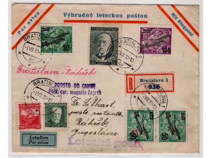 ČSR I Letecké 1930, ⌧︎ 1. let Praha-Záhřeb (1.7.1930), DV 50 h "5", asi unikát!