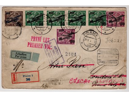 ČSR I Letecké 1928, ⌧︎ Praha-Londýn (30.4.1928), DV "5", asi unikát!