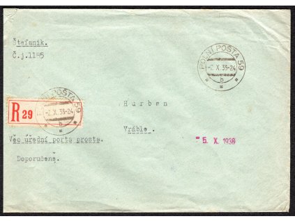 Československá polní pošta 1938, ⌧︎