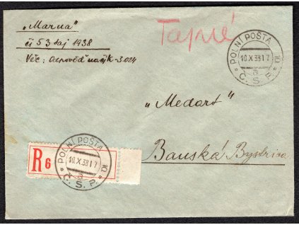 Československá polní pošta 1938, ⌧︎