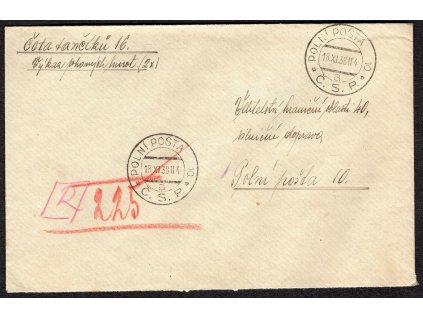 Československá polní pošta 1938, ⌧︎