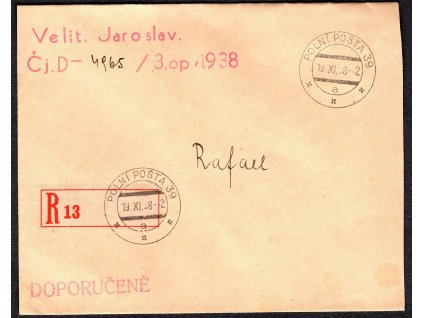 Československá polní pošta 1938, ⌧︎