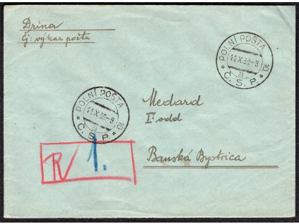 Československá polní pošta 1938, ⌧︎