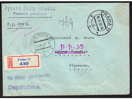 Československá polní pošta 1938, ⌧︎