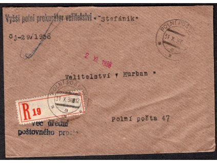 Československá polní pošta 1938, ⌧︎