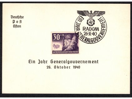 Generální gouvernement 1940, nálepní list pošty (FDC)