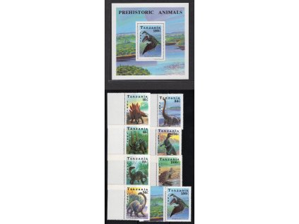 Tanzanie 1991, Mi. 854-61 + Bl. 146, xx Dinosauři