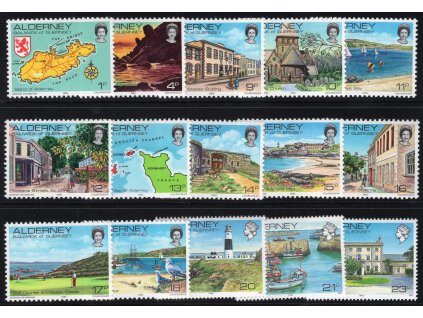 Velká Británie - Alderney 1983/92, Mi. 1-12+42+48+54, xx Krajinky