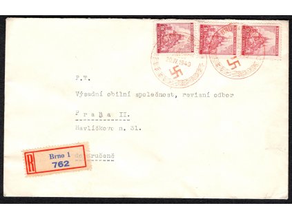 BuM 1940, ⌧︎ správně vyplacený R⌧︎-Brno (3 K) s 2x PR 18d