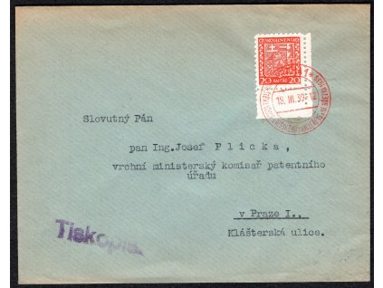 BuM 1939, ⌧︎ tiskopis v místě, správně vyplaceno (20 h) s PR 1c