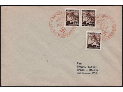 BuM 1940, ⌧︎ správně vyplacený částečný tiskopis (30 h) s 2x PR 18d