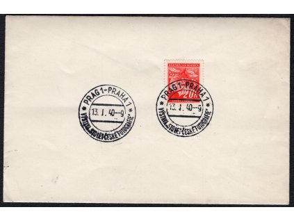 BuM 1940, ⌧︎ obálka správně vyplacená jako tiskopis (20 h) s 2x PR 11 s datem 13.1.40 (předposlední den užívání O)