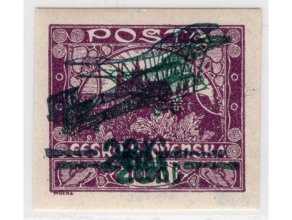 ČSR I Letecké 1920, Pof. L3 Pd tmavá, xx 28 Kč, dvojitý přetisk