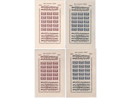 ČSR I 1934, Pof. A283-4, (x) A KDM? + 2x repre desky + 2x desky, komplet široký a úzký (4 kusy), hezká jakost