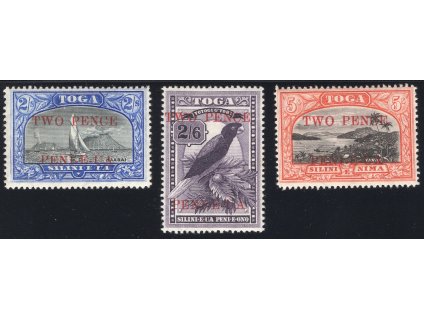 Tonga 1923, Mi. 67-9, x 2 d/2 sh - 2 d/5 sh (koncovky)