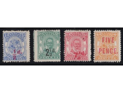 Tonga 1893, Mi. 15-18, x/(x) přetisk, těžké x-sleva!