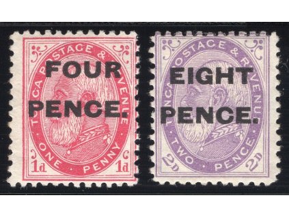 Tonga 1891, Mi. 5-6, x přetisk, č. 6 těžká x-sleva!