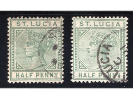 Sv. Lucie 1883, Mi. 18 I+II, O 1/2 d, KC 13 £