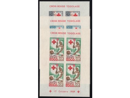 Togo 1959, Mi. Bl. 2-4, xx A Červený kříž, nažloutlý lep