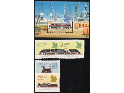 Angola 1990, Mi. 788-91 + Bl. 9, xx Vlaky