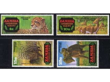 Zambie 1972, Mi. 77-80, xx Zvířata