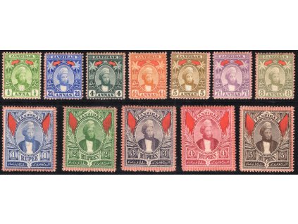 Zanzibar 1896/8, Mi. 32->, x/(x) 0,5 A-5 R, sestava 12 hodnot