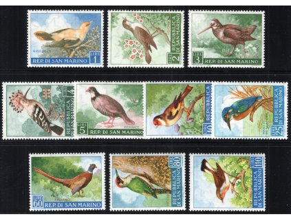 San Marino 1960, Mi. 635-44, xx Ptáci