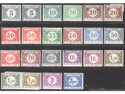 Belgie Doplatní 1921-38, Mi. P22-38 + odstíny, x