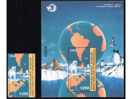 Chile 1989, Mi. 1317 + Bl. 12, xx Antarktida