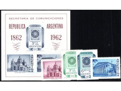 Argentina 1962, Mi. 784-6 + 797 + Bl. 15, xx Výstava