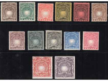Britská východní Afrika 1890, Mi. 4 -> (13 hodnot), x 0,5 d - 3 R, některé reparovaný lep