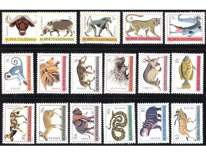 Jižní Afrika - Bophuthatswana 1977, Mi. 1-17, xx Zvířata