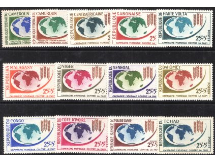 Francouzské kolonie 1963, xx Boj proti hladu, 13 ks, dv - sleva!