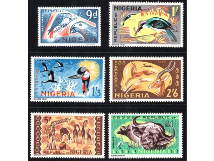 Nigérie 1965, Mi. 182-8 (bez č. 187), xx 9 d - 1 L Fauna