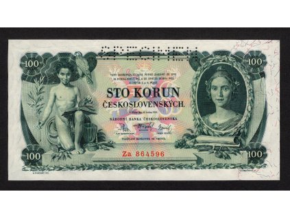 ČSR I 1931, 100 Kč, Pof. 25, nebyla v oběhu, série Za, SPECIMEN