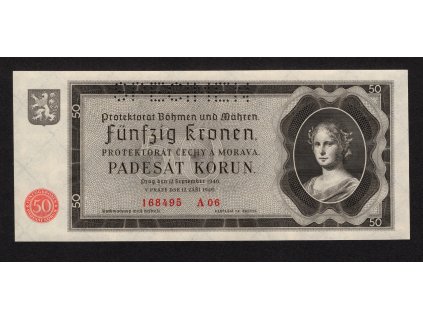 BuM 1940, 50 K, Pof. 34, nebyla v oběhu, SPECIMEN