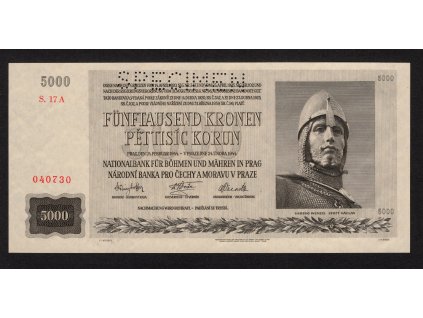 BuM 1944, 5.000 K, Pof. 41, nebyla v oběhu, SPECIMEN
