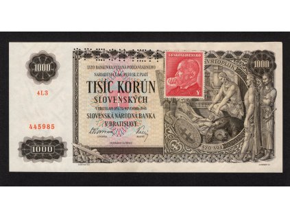 ČSR II (1945)/40, 1.000 Ks, Pof. 65, nebyla v oběhu, SPECIMEN