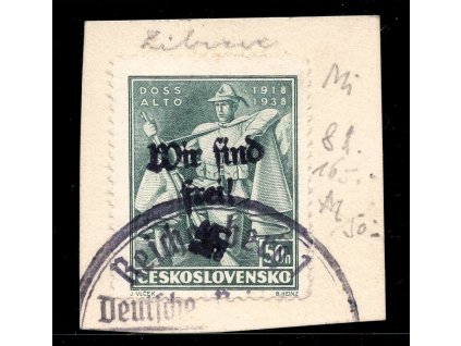 Sudety - Liberec 1938, Mi. 133, △ 50 h Doss Alto