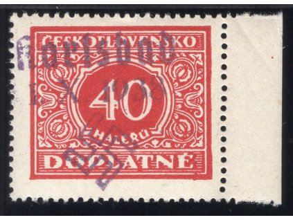 Sudety - Karlovy Vary 1938, Mi. 34, xx 40 h Doplatní, s okrajem