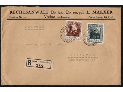 Lichtenštejnsko 1930, Mi. 101+103, ☒ R-☒