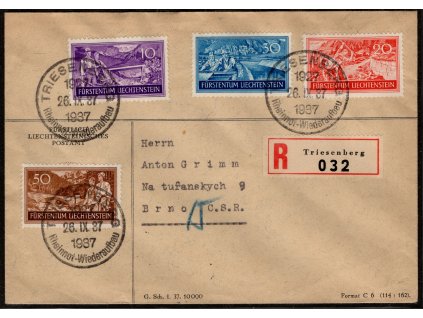Lichtenštejnsko 1937, Mi. 152-5, ☒ R-☒ Triesenberg