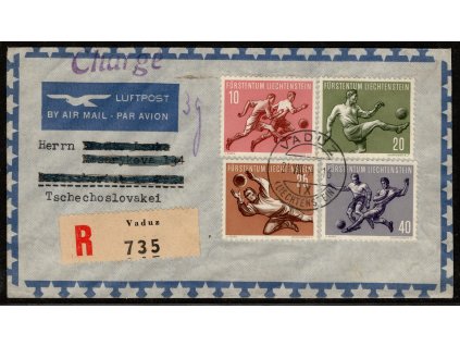 Lichtenštejnsko 1954, Mi. 322-25, ☒ R-☒ Vaduz, sleva