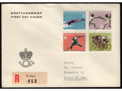 Lichtenštejnsko 1958, Mi. 365-68, ☒ R-☒ Vaduz FDC