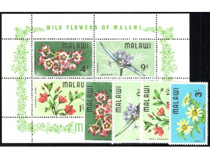 Malawi 1968, Mi. 80-3 + Bl. 10, xx Květiny
