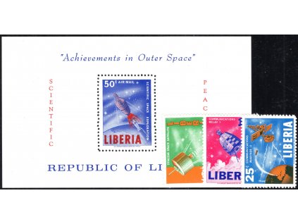 Libérie 1964, Mi. 619-21 + Bl. 30, xx Kosmos